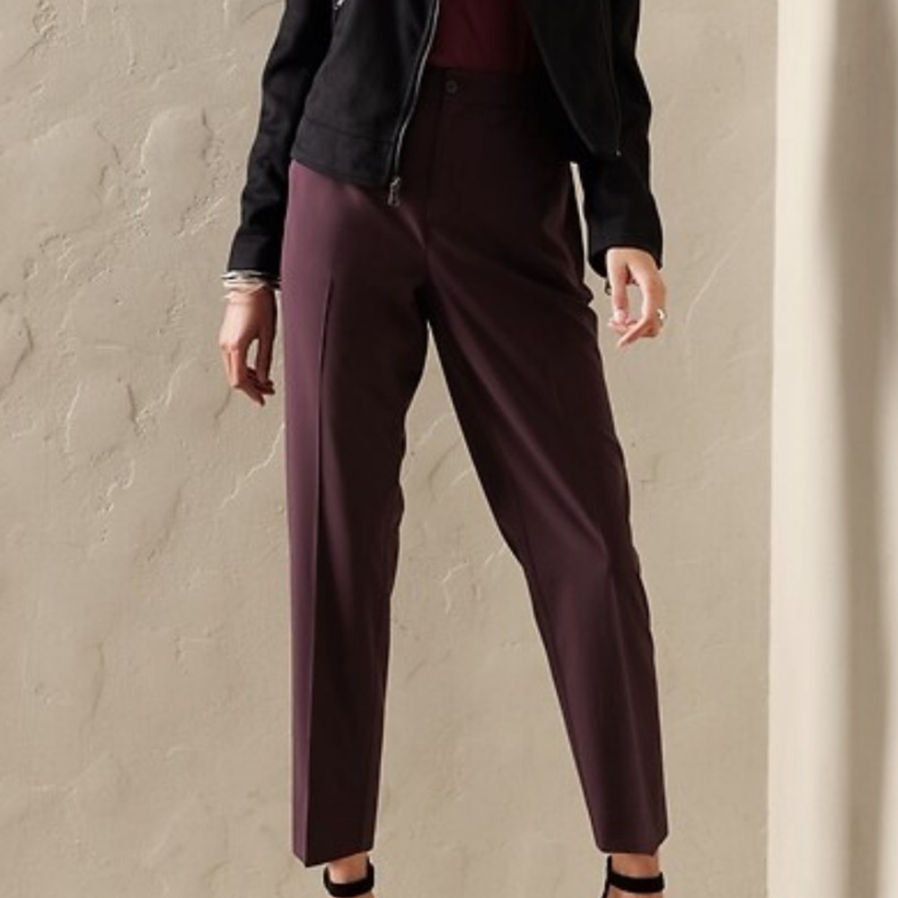 Banana Republic Straight-Leg Pants in Deep Plum